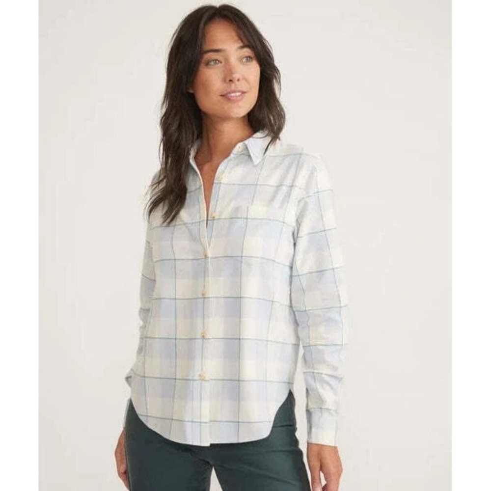 Marine Layer Monterey‎ Flannel Women's Blue Plaid Button Shirt -Size XS
